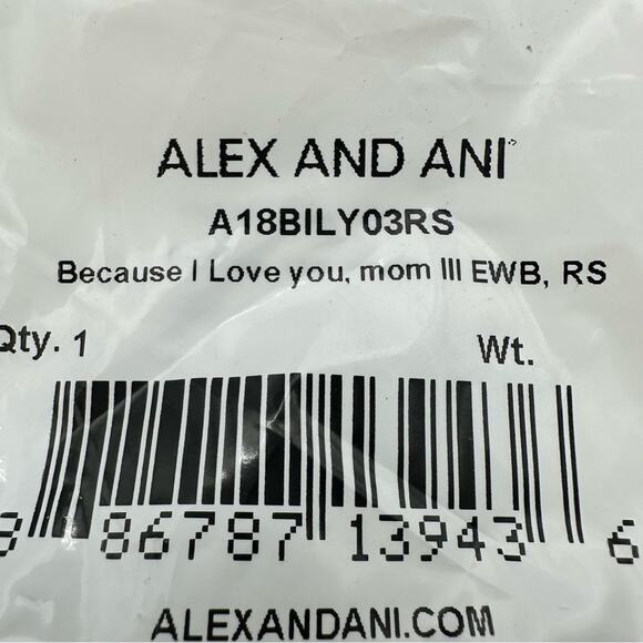 Alex & Ani I Love You Mom Bracelet Silver Bangle Charm NWT Swarovski Crsytal - Picture 3 of 5